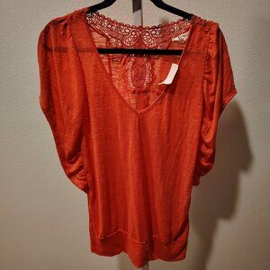 Energie Junior's Hollywood Glam Short Sleeve Blouse Size XL NWT Crochet Pink